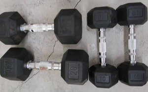 lot 8YY image: 2 SETS DUMBBELLS 20 LB AND 10 LB