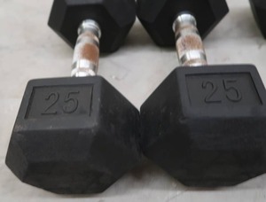 lot 8OO image: PAIR OF 25 LB DUMBBELLS