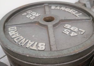 lot 135B image: 2 -45 LB BARBELL WEIGHTS