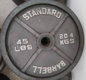 lot 135F image: 2 -45 LB BARBELL WEIGHTS