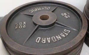 lot 135C image: 2 -45 LB BARBELL WEIGHTS