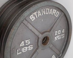 lot 135A image: 2 -45 LB BARBELL WEIGHTS