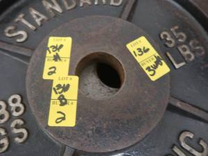 lot 136 image: 3 -35 LB BARBELL WEIGHTS