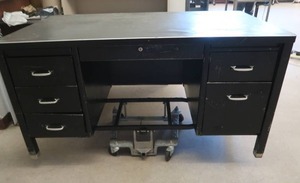 lot 180 image: BLACK METAL TEACHERS DESK