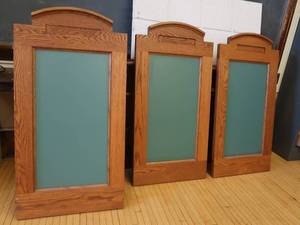 lot 198 image: 3 SMALL SOLID WOOD STANDING DIVIDERS