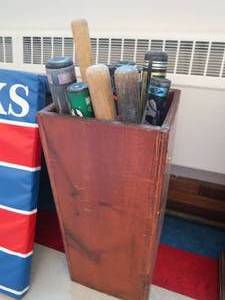 lot 244 image: VINTAGE WOODEN BIN WITH BATS