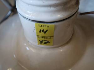 lot 14 image: 2 VINTAGE APPLETON PORCELAIN ENAMEL LIGHTING FIXTURES