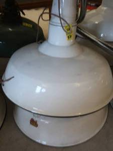 lot 12 image: 2 VINTAGE APPLETON PORCELAIN ENAMEL LIGHTING FIXTURES