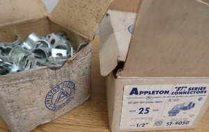lot 289 image: 1UNOPENED BOX OF  APPLETON CONDUIT CLAMPS AND MORE
