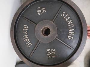 lot 135D image: 2 -45 LB BARBELL WEIGHTS
