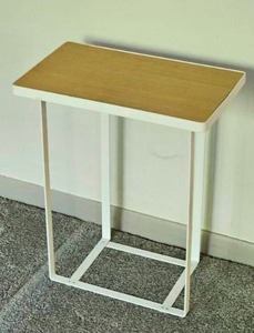 lot 8 image: White Metal Open Frame Side Table