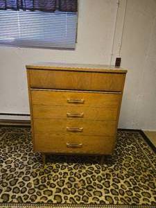 lot 29 image: Mid-Century Modern Wooden Dresser approx. 34 wide