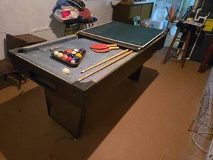 lot 40 image: Pool Table with Table Tennis Top and Accessories