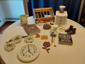 lot 96 image: Household and Decorative Items including Collectors Mug, Wall Sconces, and Assorted Decor