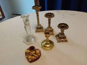 lot 106 image: Brass, Glass, and Decorative Candle Holders