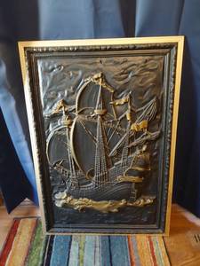 lot 126 image: Framed Nautical Ship 3D Wall Art