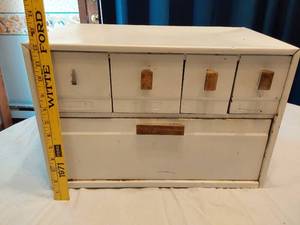 lot 155 image: Metal Kitchen Bread Box with Drawers