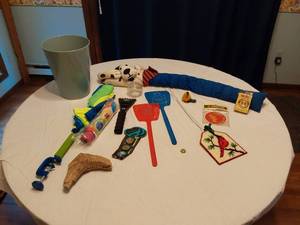 lot 174 image: Trash Can, Fly Swatters, and Miscellaneous Items