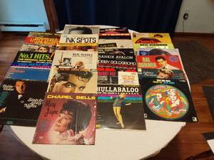 lot 185 image: Lot of Vintage Vinyl Records featuring Various Artists and Albums