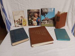 lot 201 image: Books and Booklets including Colonial Virginia, Websters Dictionary, and More
