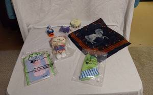 lot 216 image: Tiny Tillia Baby Bath Mitts and Mix & Match Bath Tiles, Plush Toy, Scarf, and Toys