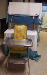 lot 231 image: High Chair and folding Bassinet