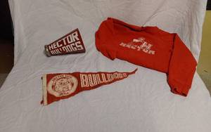 lot 236 image: Hector Bulldogs Memorabilia Set including Sweater, Pennant, and Megaphone