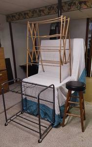 lot 243 image: Wooden Clothes Drying Rack and Bar Stool
