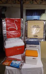 lot 245 image: Schwans Coolers and Insulated Bags including Coleman Coolers