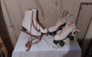 lot 264 image: Size 8 White Ice Skates and Roller Skates