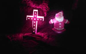 lot 335 image: Santa and Cross Light-Up Decorations