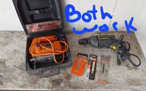 lot 389 image: Black & Decker 2 Speed Jigsaw Kit and Workforce Drill with Blades