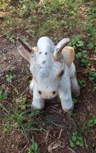 lot 418 image: Concrete Animal and Bird Garden Statues, Including Dog, Cow, and Parrot
