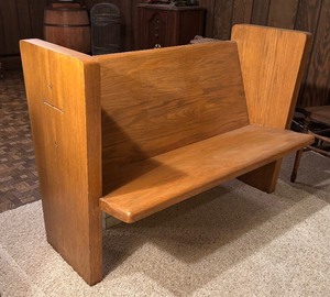 lot 24 image: Vintage Church Pew Wood Bench with Cross Design