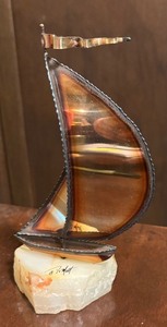 lot 108 image: Vintage Sailboat Sculpture by John and Don DeMott