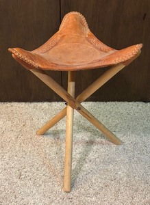lot 149 image: Embossed Leather Tripod Stool