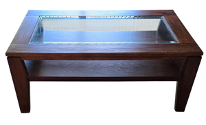lot 16 image: Classic Glass Topped Wooden Frame Coffee Table