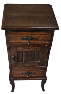 lot 17 image: Antique Wooden Accent Table  Antique Wooden Phone Stand  Hall Cabinet