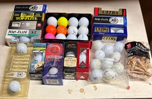 lot 180 image: Great Golf Balls and Tees by Top Flight, Wilson, Titleist and More
