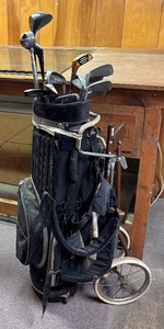 lot 196 image: Golf Bag with Clubs by Lynx, Northwestern, Pistol Pete and More