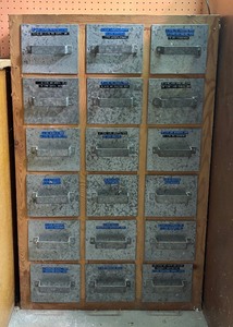 lot 198 image: Multi Drawer Nail Cabinet Filled with a Variety of Many Kinds of Nails