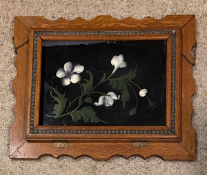lot 214 image: Pretty Vintage Original Painting on Metal Set in a Beautiful Frame