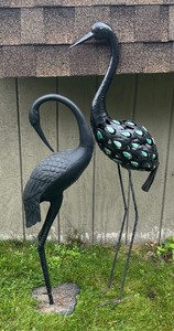 lot 283 image: Sleek Black Crane Bird Yard Decor
