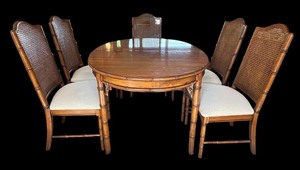 lot 2 image: Vintage Dixie Tahiti Dining Table with Six Chairs