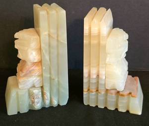lot 251 image: Pair of Onyx Aztec Style Bookends