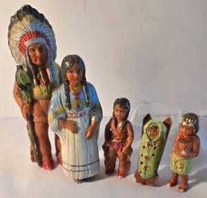 lot 269 image: Set of Hand-Painted Ceramic Native American Figures