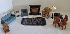 lot 311 image: Wooden & Upholstered Dollhouse Furniture