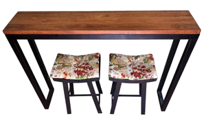 lot 310 image: Modern Wood & Metal Table & Stool Set