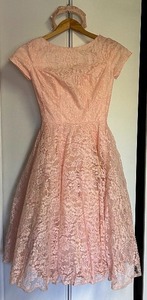 lot 79 image: Pretty Pink Vintage Lace Dress with Headband