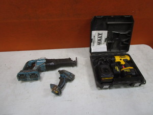 lot 88 image: DeWalt 14.4v Drill & Makita Cordless Driver & Sawzall